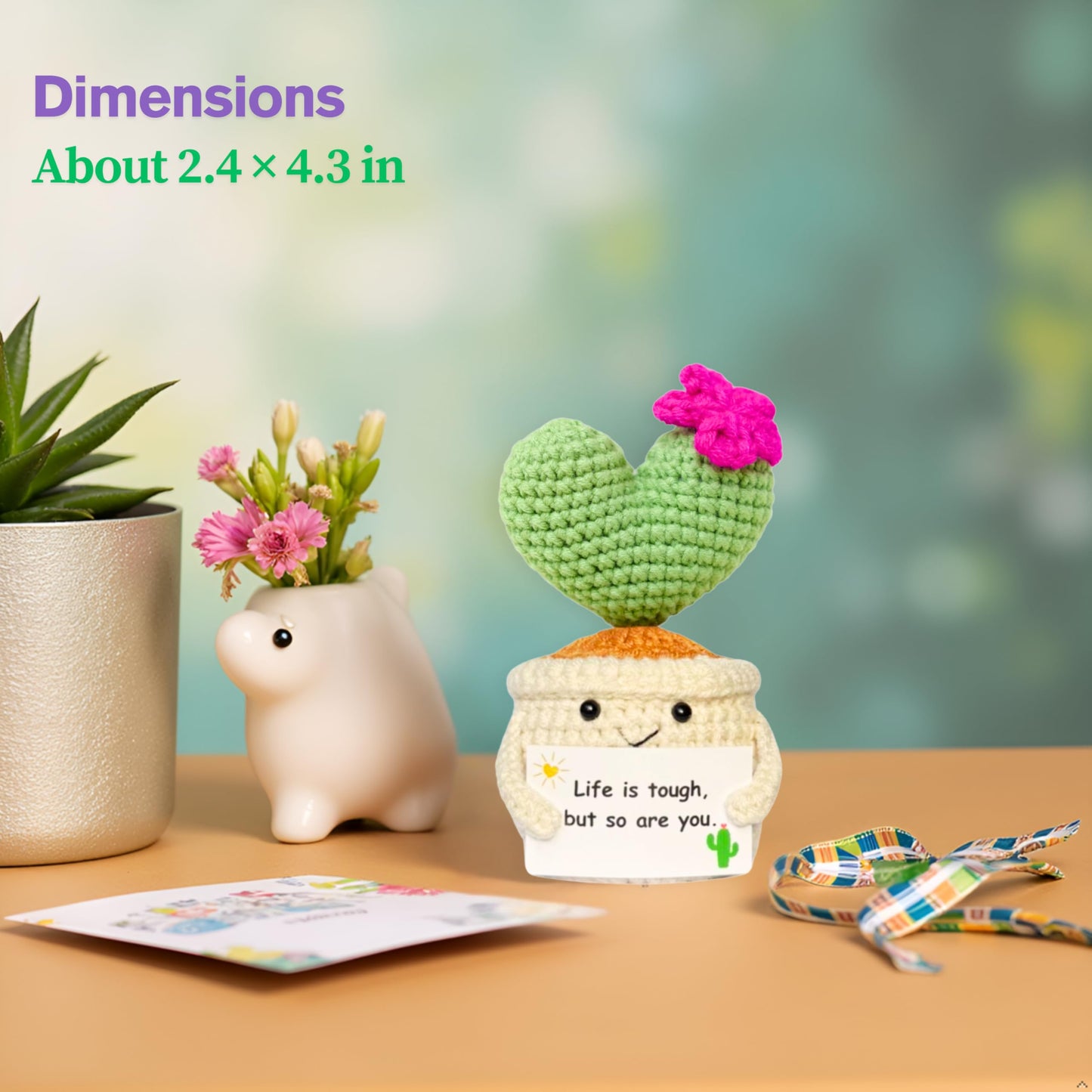 BRIFUFOUS Get Well Gifts for Women, Handmade Crochet Cactus Plant