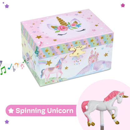 Jewelkeeper Girls Jewellery Box - Unicorn Music Box for Kids with Pullout Drawer, Pink Jewellery Organizer for Girls with Rainbow Design, Plays The Beautiful Dreamer Tune - 15x10.8x8.6 cm