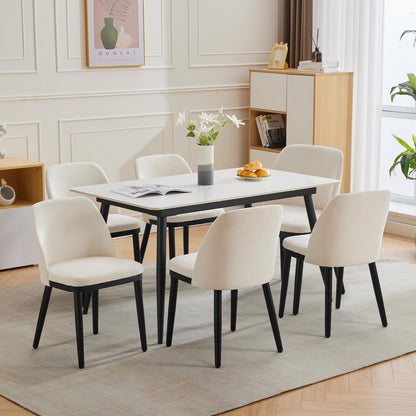 Garvee Upholstered Dining Chairs Set of 6, Modern Fabric Kitchen Chairs with Back and Wood Legs, Dining Room Chairs for Dining Room Restaurant Cafe, Beige