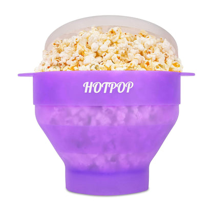 The Orginal HotPop Silicone Popcorn Maker - Microwave Popcorn Popper with Handles - Collapsible Bowl, Heat-Resistant, Easy to Clean, Ideal for Family Movie Nights, 15-Cup Capacity - Red