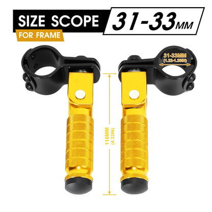 90 Degree Foldable Footpegs M8 Motorcycle Foot Pegs CNC Anti-Skid Footrest Passenger Pedal for Motorbike Mini Bike Dirt Pit Bike (Gold)