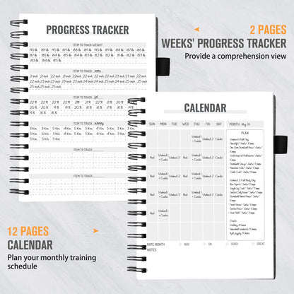 Workout Journal for Men & Women, Workout Planner with Monthly Calendar, ( 8.3" x 6") Grayish-black Texture Hardcover Workout Log Book Track Training, Diet, Progress, Achieve Wellness Goals, Perfect for Fitness Enthusiast