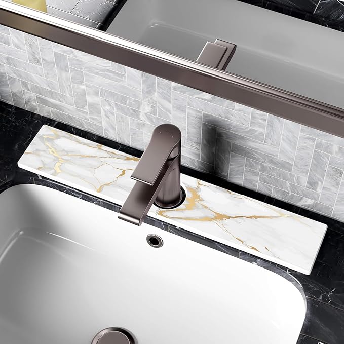 Mrcrypos Stone Faucet Mat for Kitchen Sink, 15.7" Fast Drying Sink Splash Guard
