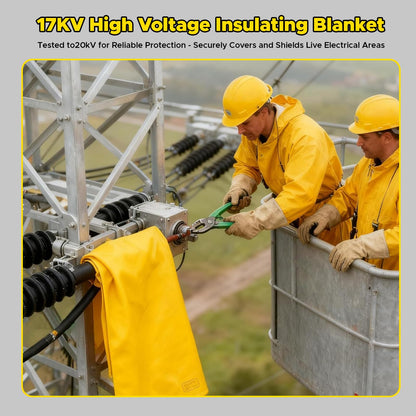 3.3' x 4.9' 17KV High Voltage Insulating Blanket with 4 Safety Clamps - EVA Electrical Insulated Mat for Substation Distribution Room, Yellow