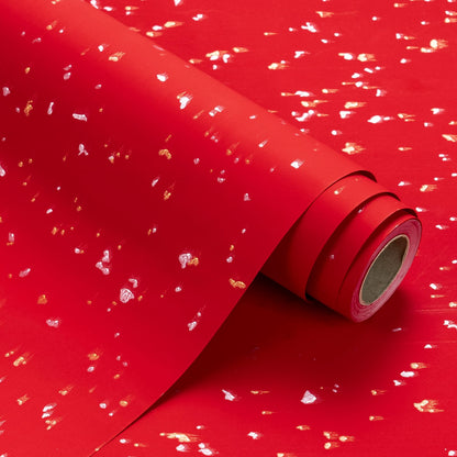 WRAPAHOLIC Red Wrapping Paper Roll - Mini Roll - 17 Inch x 16.5 Feet - Gold Red Christmas Wrapping Paper with Silky Touch Perfect for Christmas, Birthday, Wedding, Baby Shower, Holiday