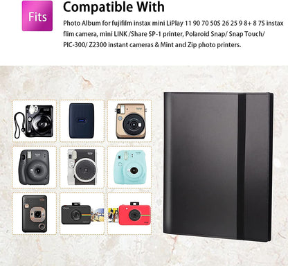 432 Pockets Photo Album for Fujifilm Instax Mini Camera, Polaroid Camera, for Fujifilm Instax Mini 12 11 9 40 99 90 8 7 Evo LiPlay Instant Camera, Polaroid Snap PIC-300 Z2300 Instant Camera (Black)