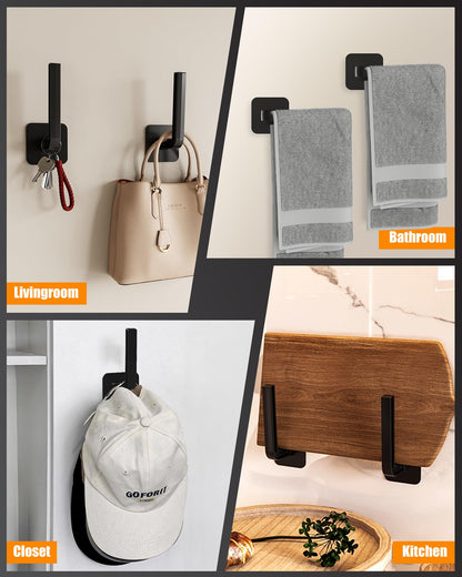 Sunfanie Hat Rack for Hat Storage (4-Pack), Multi-Purpose Hat Organizer, Strong Adhesive Hooks for Wall Organizer for Baseball Caps, Two Mounting Options Hook, Black