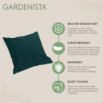 Gardenista Large Garden Scatter Cushion | Water Resistant Hollowfibre Filled Outdoor Seating Furniture Pillow | Great for Patio Rattan Chairs | Comfy & Lightweight (1, Green)