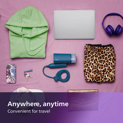 Philips 3000 Series Handheld Steamer - 1000W, 20 g/min Steam, Detachable 100ml Water Tank, Plastic Plate, Blue (STH3000/20)