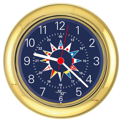 MASTER-MARINER Blue Mariner Collection, Nautical Windlass Gift Set, 5.85” Diameter Clock and Comfort Meter Instruments, Gold Finish, Blue Signal Flag dial