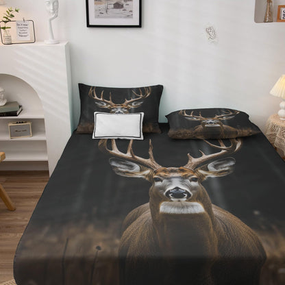 NOGAWA Deer Sheets Twin XL, Wildlife Bed Sheets, Rustic Hunting Bedding Sheets, Soft Microfiber Deep Pocket Fitted Sheet & Flat Sheet & Pillowcase