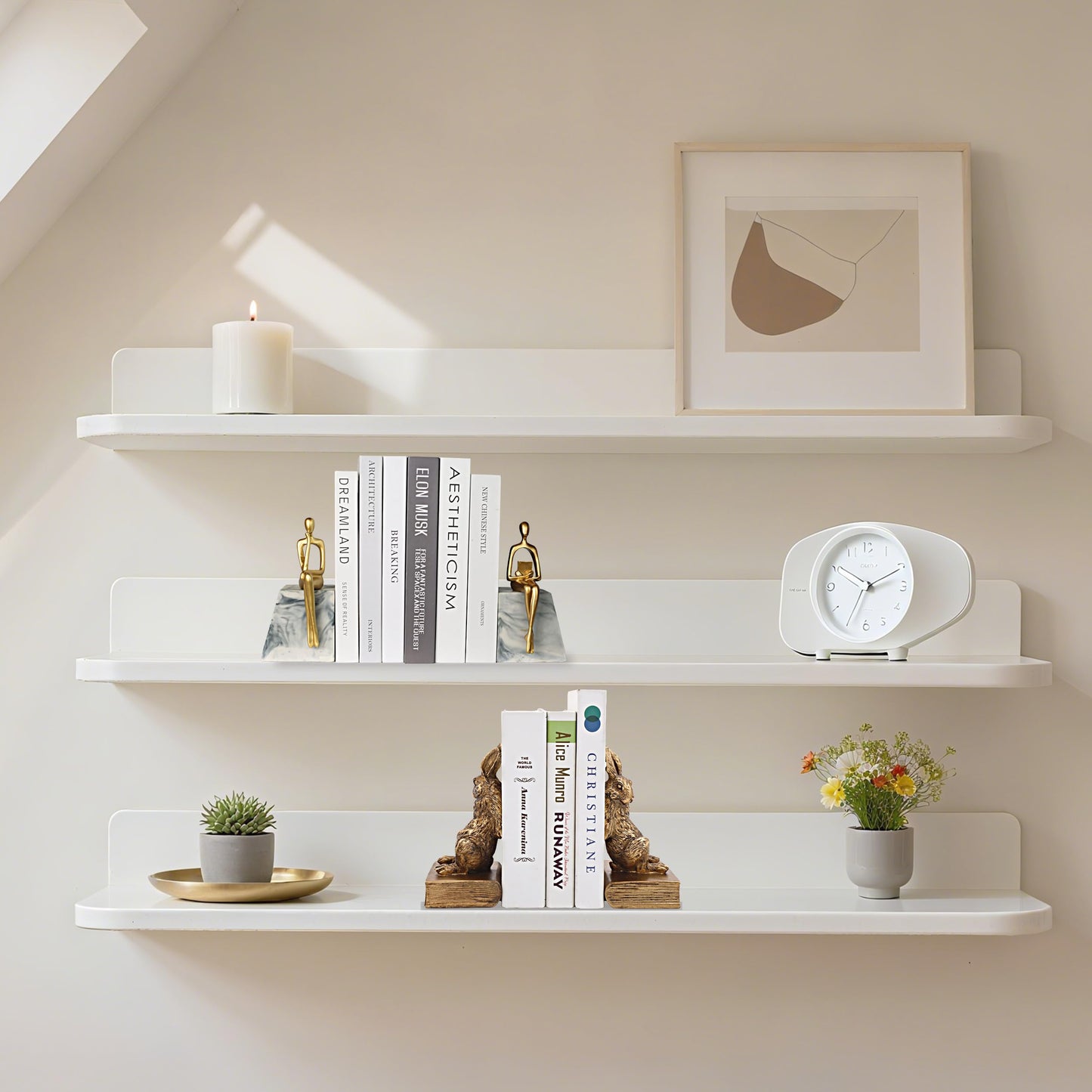 Book Ends for Shelves to Hold Books,Heavy Duty Thinker Abstract Statue Decorative Bookends for Home Office Bookshelf, Gift for Book Lovers,1 Pair