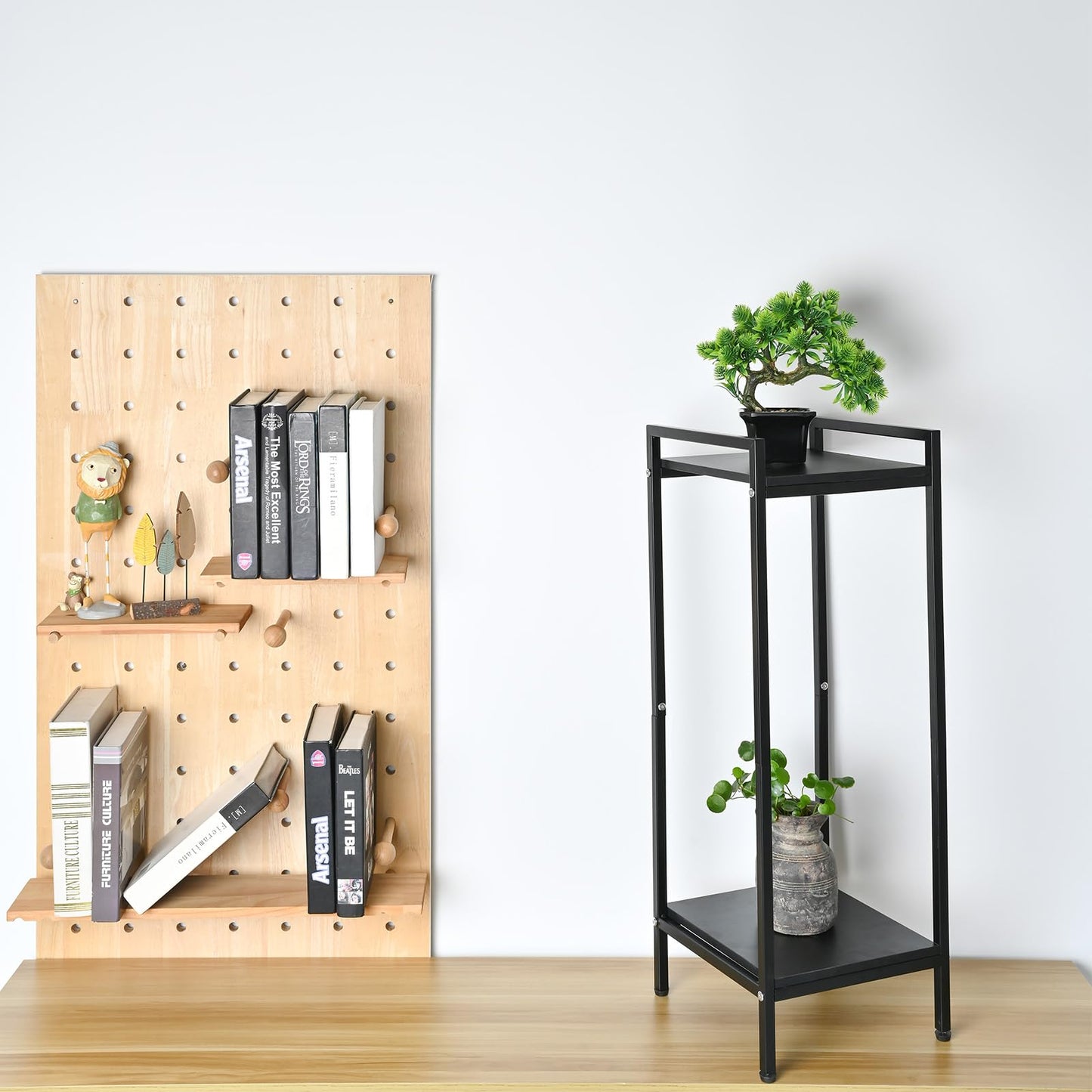 GOLDSRON Tall Plant Stand for Indoor Plant: 2 Tier Metal Modern Small Single Plant Shelf - Floor Flower Storage Side Table Holder for Living Room Balcony Garden