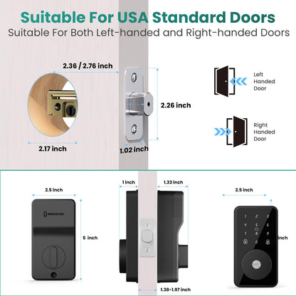 Smart Lock, 4-in-1 Keyless Entry Door Lock for Front Door, 6 Digital Code Door Lock with Keypad, Bluetooth Smart Deadbolt, App Control