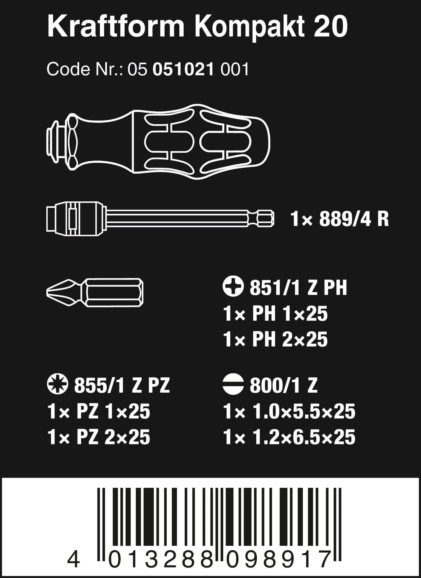 Wera Tool-Check Plus Mini Bit Ratchet, Socket, Screwdriver & Bit Set, 39pc, 05056490001 & Compact Tool Set "Kraftform 20" with Pouch, SL/PH/PZ, 7 Pieces