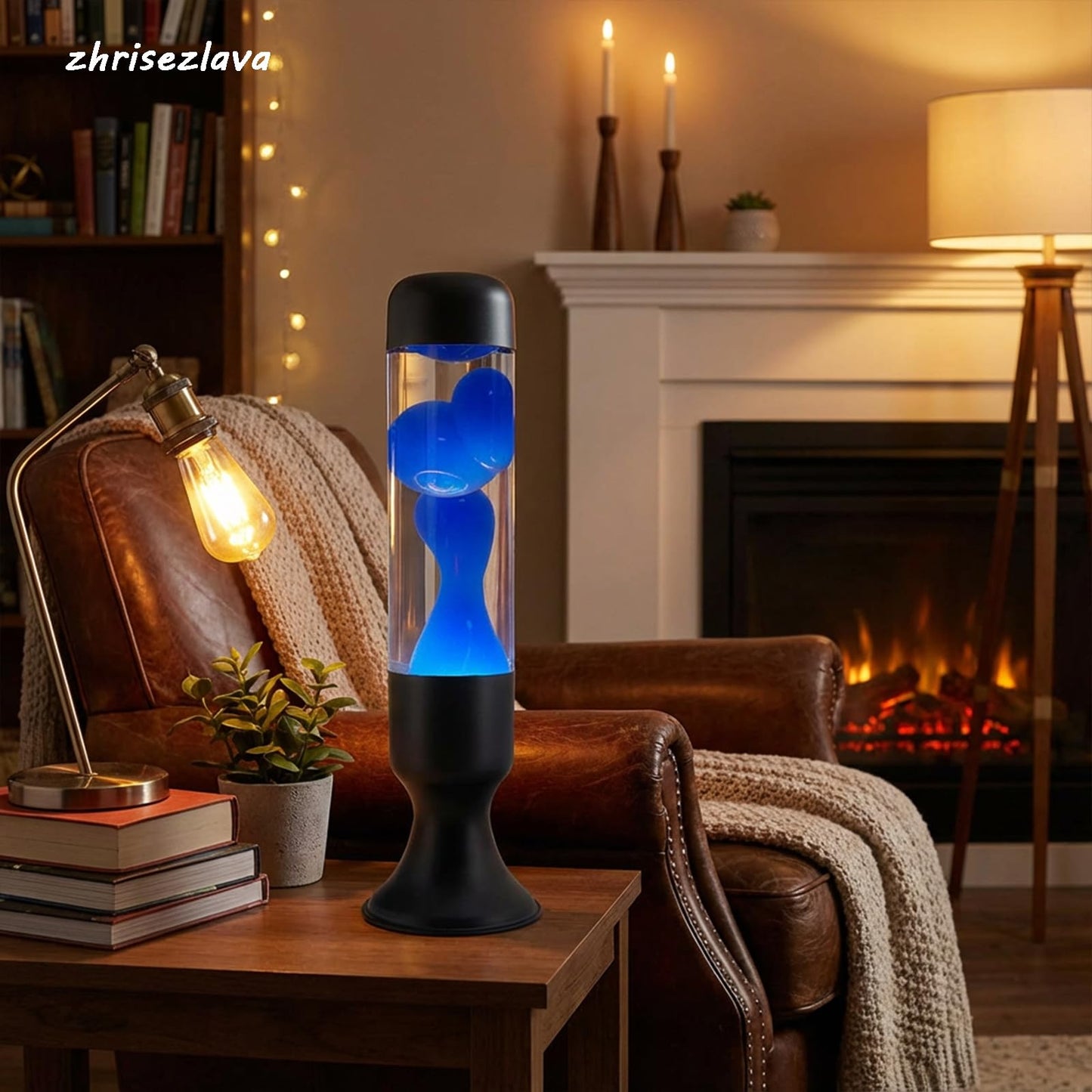 zhrisezlava Liquid Motion Lamps 16 Inch, Blue Motion Lamp Relaxing Night Light for Meditation, Aesthetic Room Decor Aesthetic Lamp, Cool Birthday Gifts for Boys Girls Adults, Black Base Liquid Lamp