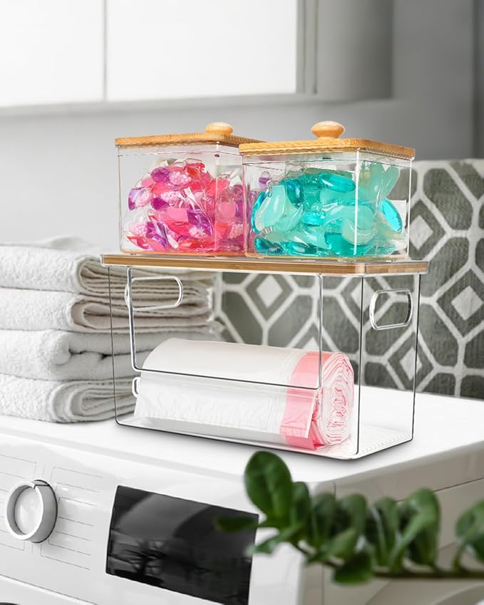 Trash Bag Dispenser 2 Pack, Acrylic Garbage Bags Dispenser