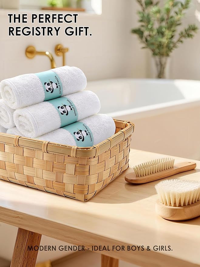 HIPHOP PANDA Baby Washcloths, Rayon Made from Bamboo