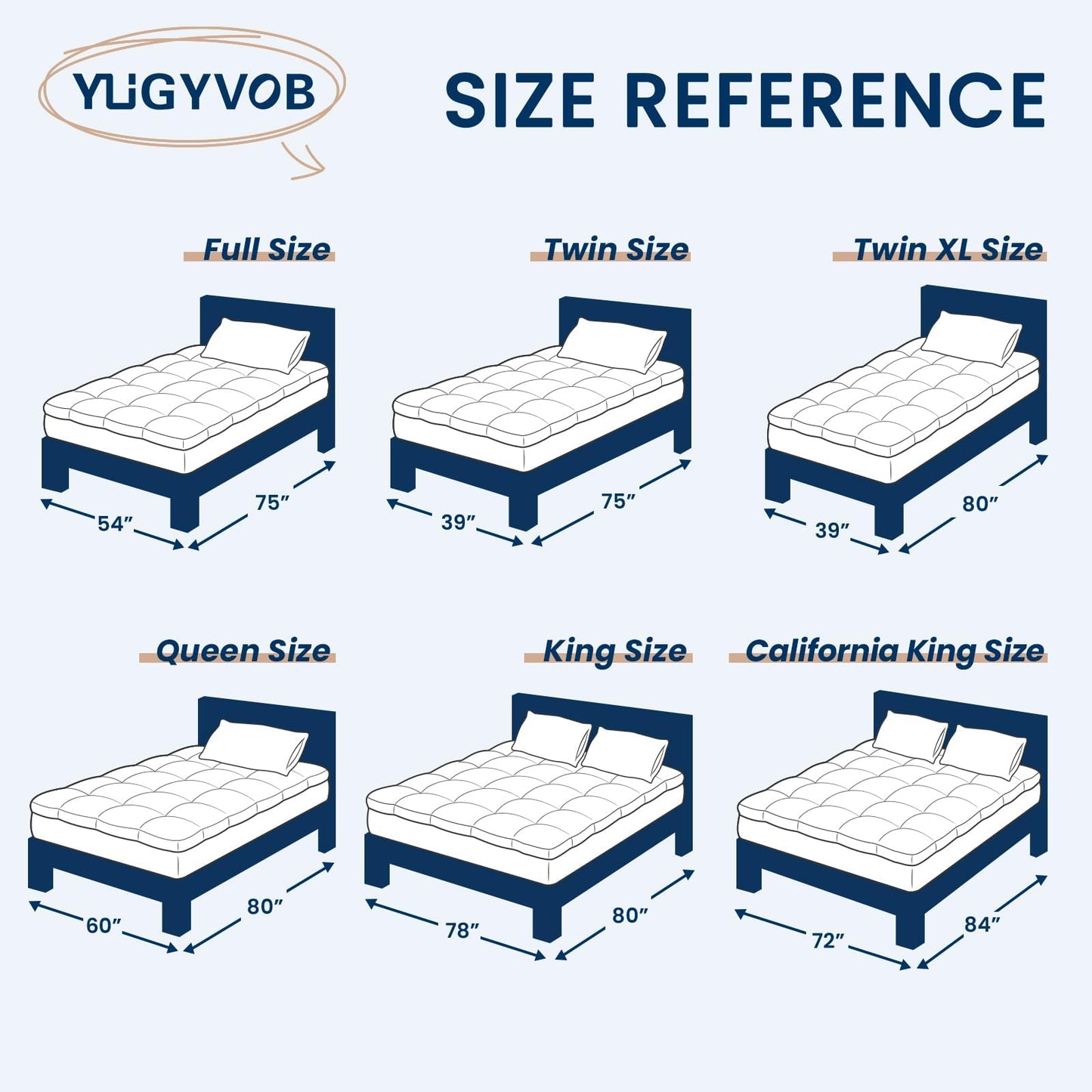 YUGYVOB Mattress Pad Extra Thick, Cooling, and Breathable Full Size Mattress Topper 8-21" Deep Pocket Soft Down Alternative Fill