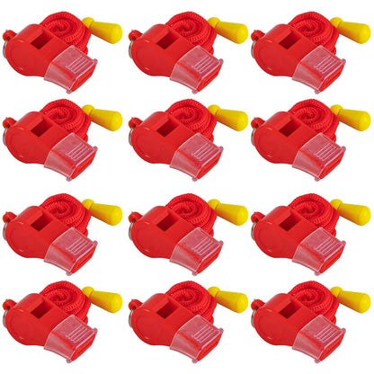SUYAMI 12 Packs Sport Whistle with Lanyard, for Coach, Referee, Official (Red)