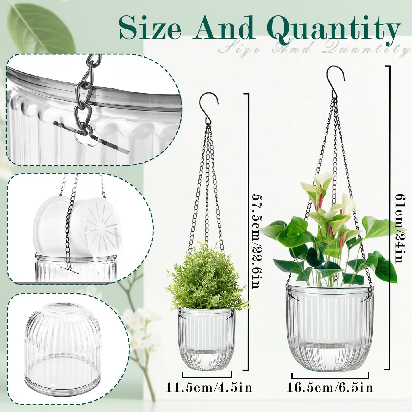 JxyHauteresce Self-Watering Hanging Planter for Indoor Plants - Easy Care, Long Lasting - Perfect for Herbs, Succulents, and More (White Transparent)