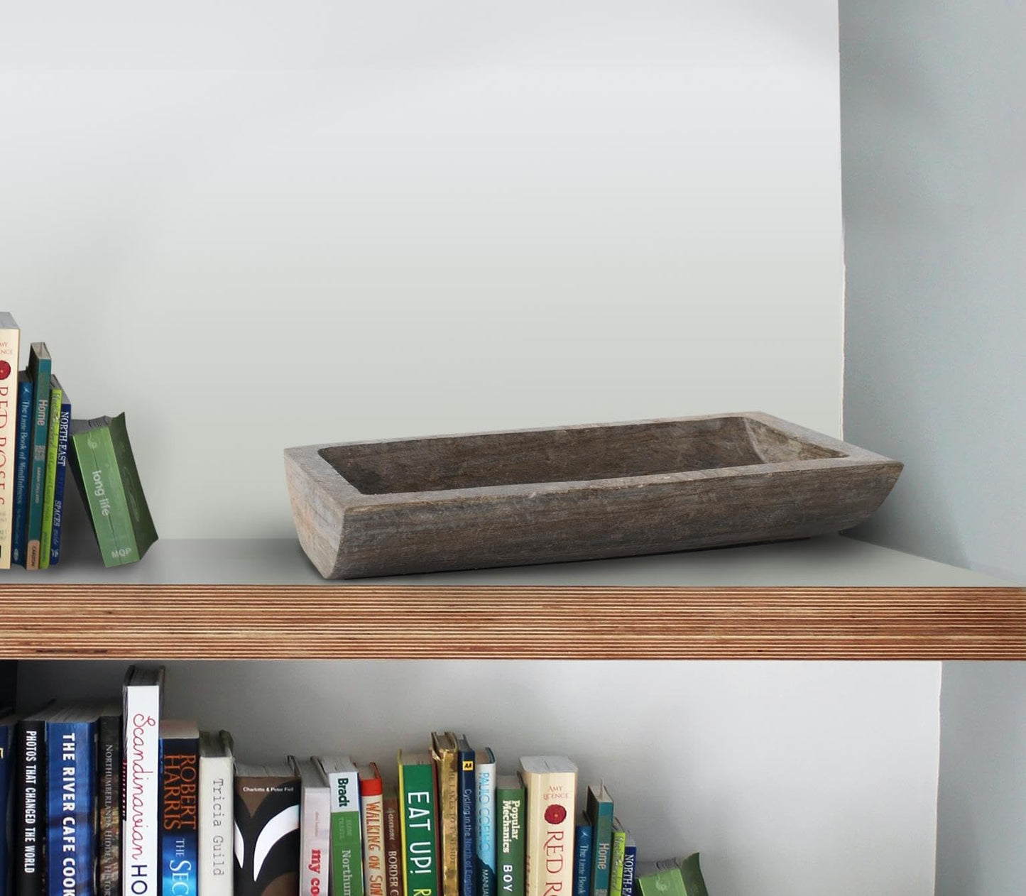 Howard Elliott Collection Dinorwic Slate Decorative Tray, Asymmetrical Modern Stone Accent Tray for Table, Shelf or Centerpiece Display, Textured Heavy Design, 12x5x3 Inch, Gray Green Taupe