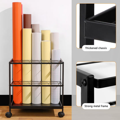 Erordna Blueprint Storage Rack Cart - 20 Slots Metal Blueprint Holder with Double-Layer Grids Ensures Secure, Non-Slip Storage, Organizing Posters, Architectural Plans, and Artwork Stably. (20 Slots)