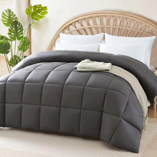 100% Viscose Made from Bamboo Comforter for Hot Sleepers- Breathable Cooling Silky Soft Duvet Insert Queen Size-with 8 Corner Tabs- All Season Comforter (88x88 Inches, Grey)