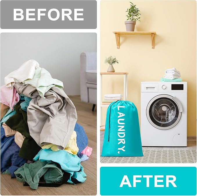 2 Pack XL Travel Laundry Bag, Machine Washable Dirty Clothes Organizer