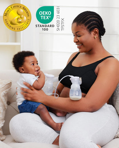 momcozy Hands Free Pumping Bra, Adjustable Breast-Pumps Holding Bra, Pumping & Nursing in One Black