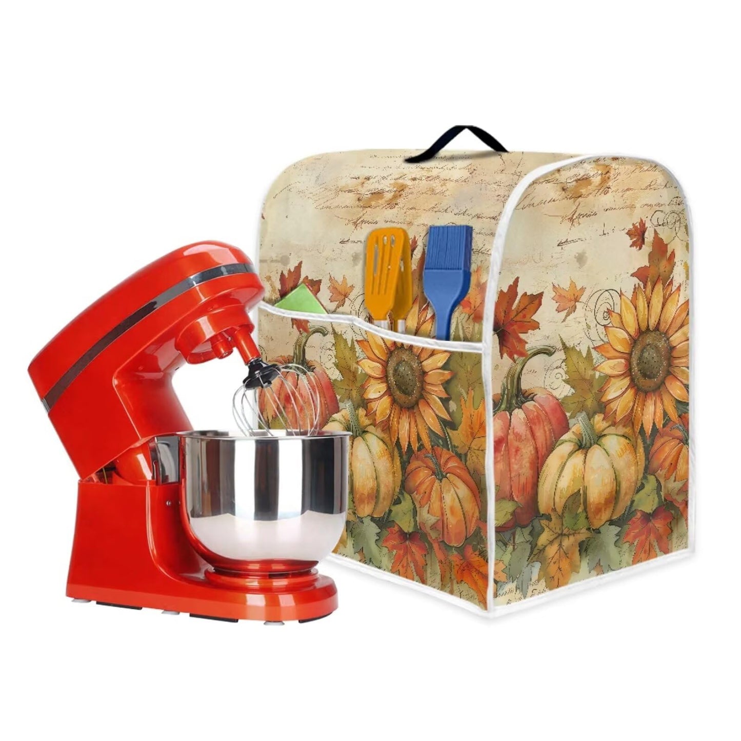 HUISEFOR Pumpkin Mixer Cover for Kitchen Aid 4.5-5 Qt Mixer, Maple Leaf Small Appliance Dust Covers Universal for Air Fryers, Coffee Makers, Kitchen Decor Gift for Friends