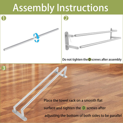 Towel Rack for Bathroom, Double Towel Bar 24Inch, Stainless Steel Bathroom Towel Holder, Double Towel Hanger Wall Mounted Towel Rod, Bathroom Towel Rack(Brushed Nickel)