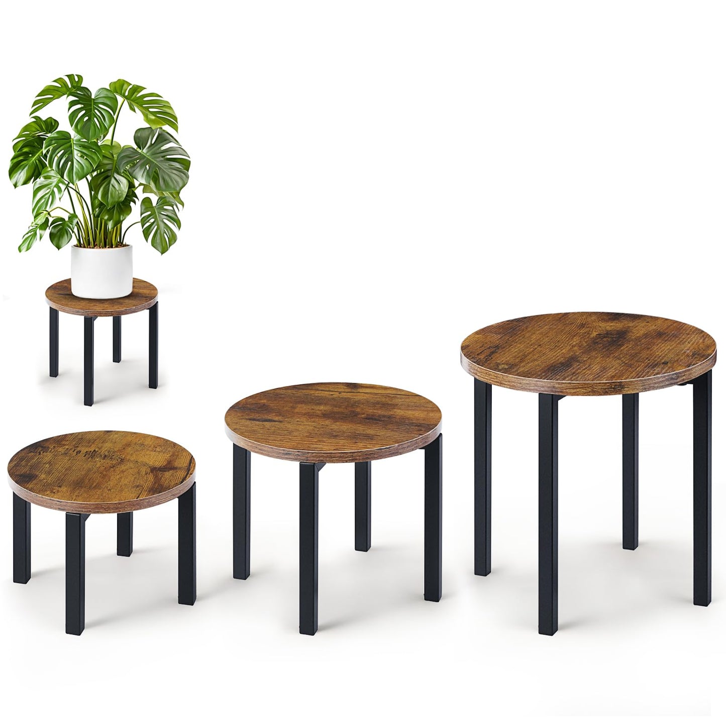 Amaoot 3-Pack Plant Stands Indoor, Plant Flower Display Shelf, Heavy Duty Flower Pot Stands for Multiple Plant Fits Living Rooms, Balconies, Offices(Fits 5" -12" Pots)