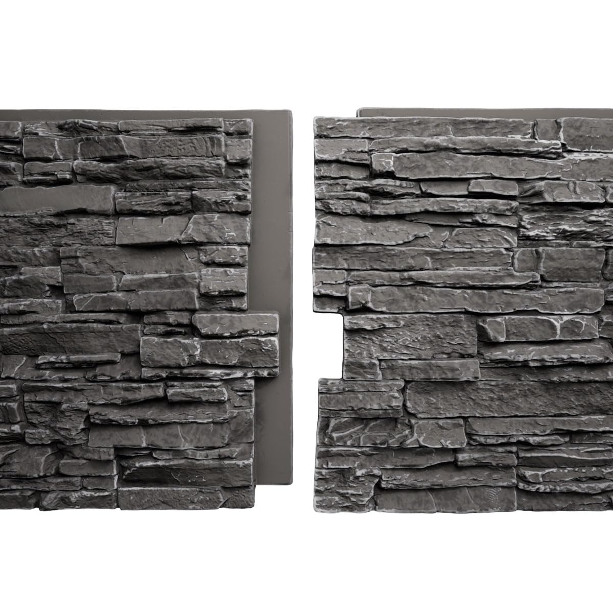 EverStone Canyon Ridge Faux Stone Panel, 45 3/4"W x 24 1/2"H x 1 1/4"D, Graphite Color