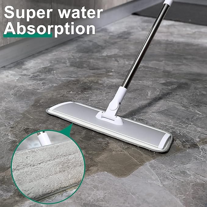 18" Professional Microfiber Mop Floor Cleaning System, Flat Mops