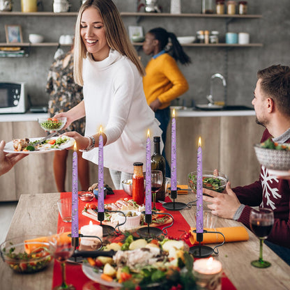 Printed Taper Candle - Baleagcdl Purple with Lavender Floral Long Candlesticks Handmade 10 Inch Drip Candle Sticks for Wedding Dinner Decor Holiday Gifts Set of 2