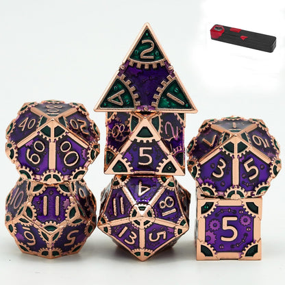 UDIXI Metal Dice Set D&D, 7PCS Metal DND Dice Steampunk Gear D and D Dice for Dungeons and Dragons Role Playing Games and Other Tabletop Game (Purple)