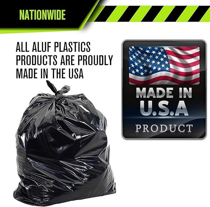 Aluf Plastics 33 Gallon 1.7 MIL Black Heavy Duty Trash Bags