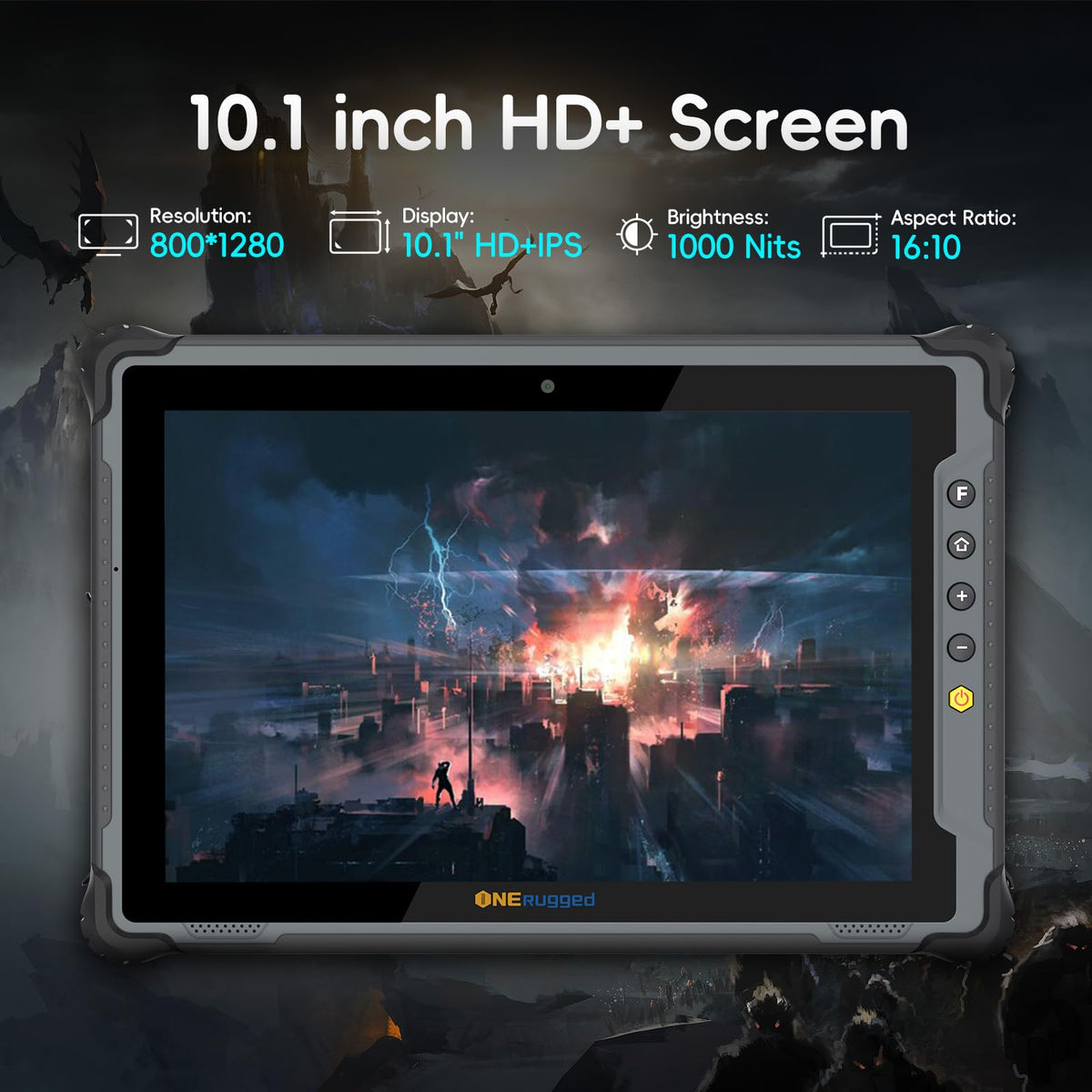 ONERugged M10T 10.1" Rugged Tablet with Zebra SE4710 2D Scanner, Android 14, 8GB+128GB Octa-Core PC, 1000nits Sunlight Readable Display, 10000mAh Battery, IP65 Waterproof for Warehouse