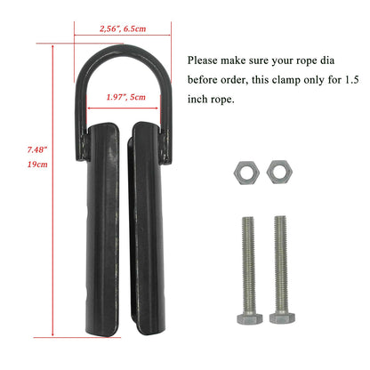 Forellfit 1.5in Climbing Rope Clamp，1 1/2 Rope Climb Workout Rig Attachment Hook for 1.5" Rope Clasp Garage Gym Fitness Equipment with Carabiner Eyehook Strength Training Home Indoor Safety