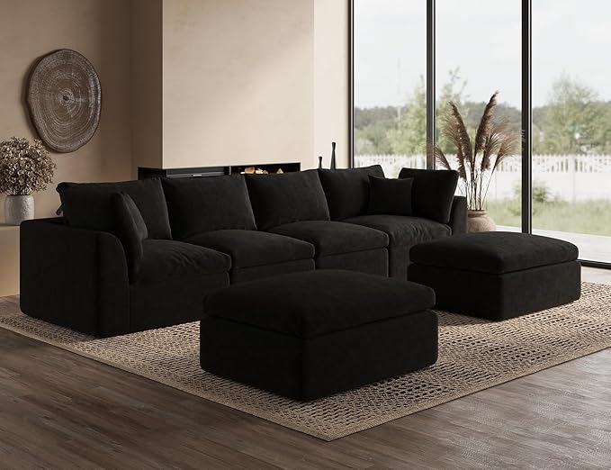 ohllob 140" U Shaped Couch, Cloud Sectional Couches