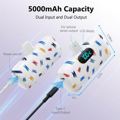 Small Portable Charger for iPhone,Upgraded 5000mAh PD Fast Charging Power Bank,Mini Battery Pack Backup Charger Compatible with iPhone 14/14 Pro Max/13/13 Pro/12 Pro/11/XS/XR/X/8/7/6 etc-Black