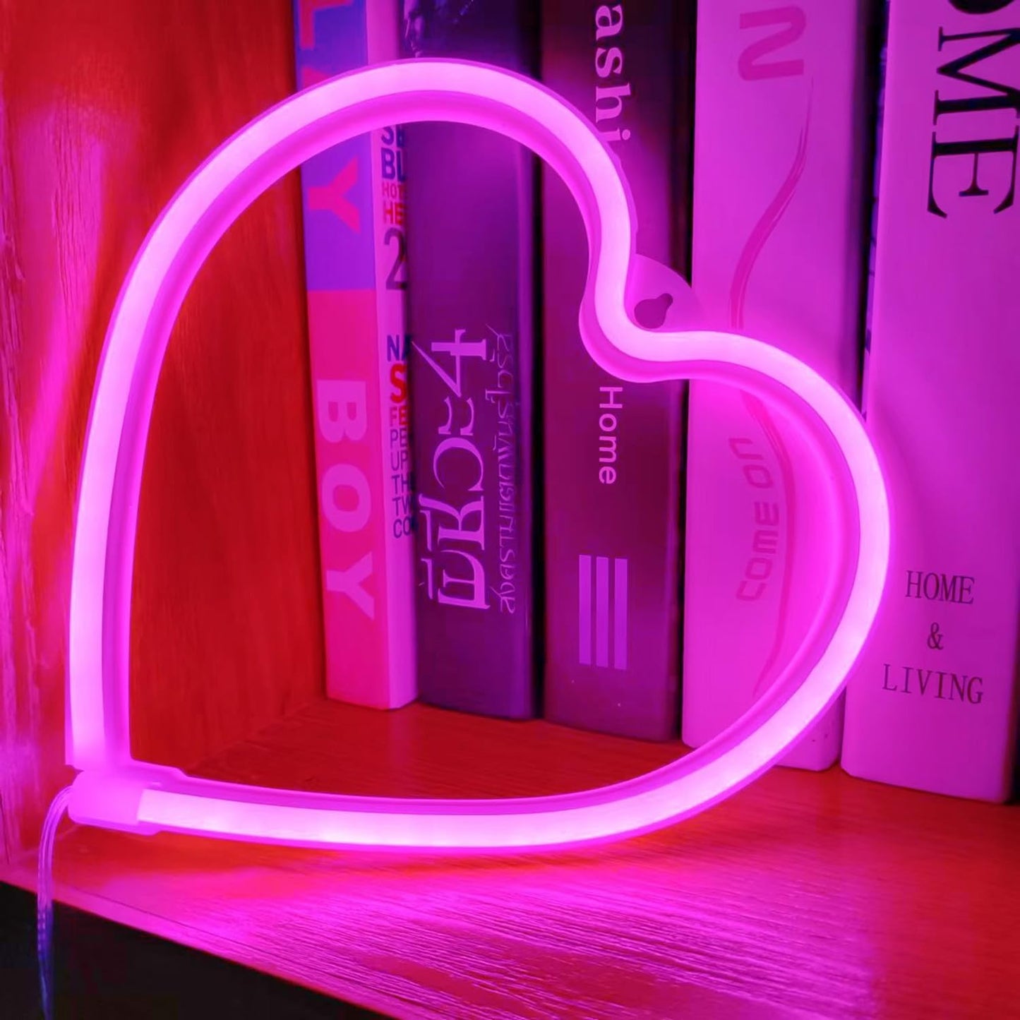 LED Neon Heart Sign,Love Hearts Neon Light for Girls Pink Room Bedroom Dorm Decor,USB or Battery Powered Heart Lamp for Wedding Valentine's Day Mother's Day Window Wall Decorations(1Pc Pink)