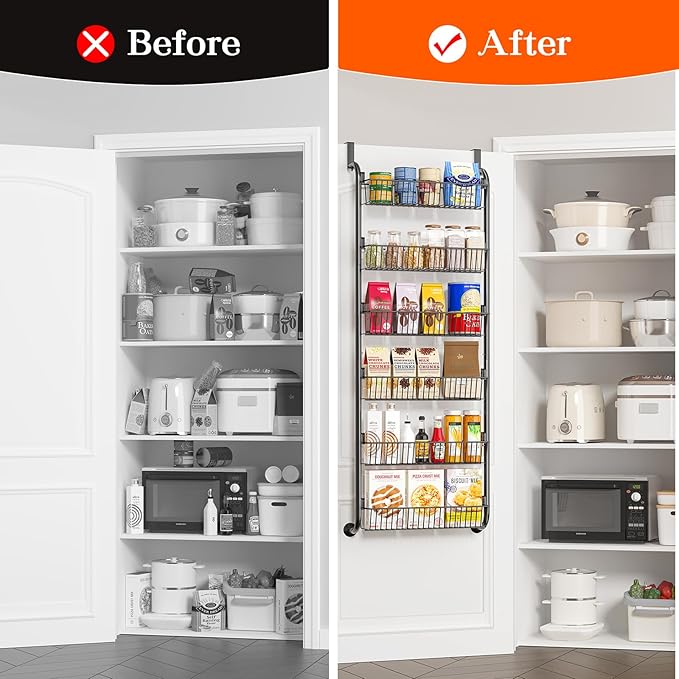 MIAOLI Over the Door Pantry Organizers and Storage, 6-Tier Spice Rack, Home &