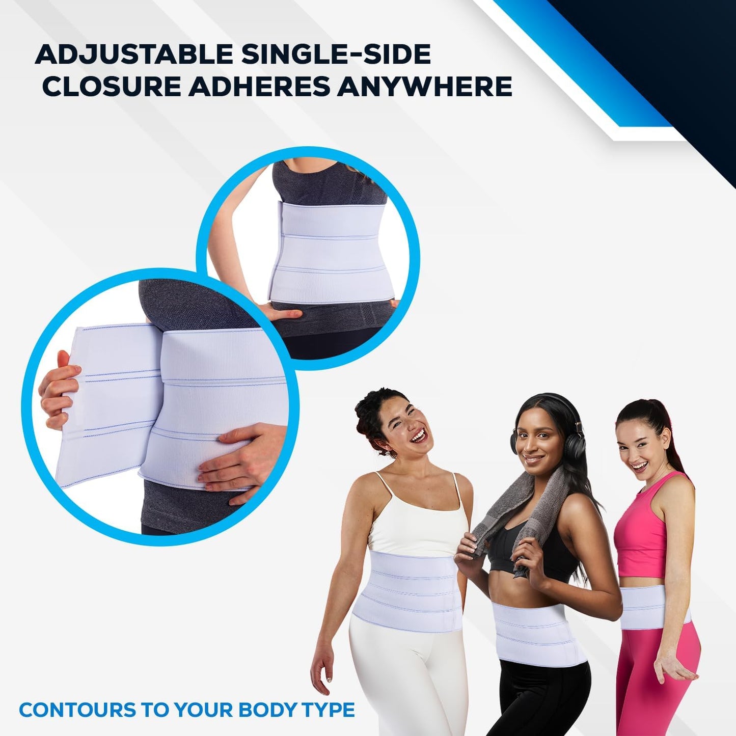 NYOrtho Abdominal Binder for Women - Soft Belly Wrap for Post-Surgery Recovery, Swelling, Hernia & Core Support - Plush, Adjustable, Latex-Free Compression Belt - 3 Panel 9" High - Small 30"-45"