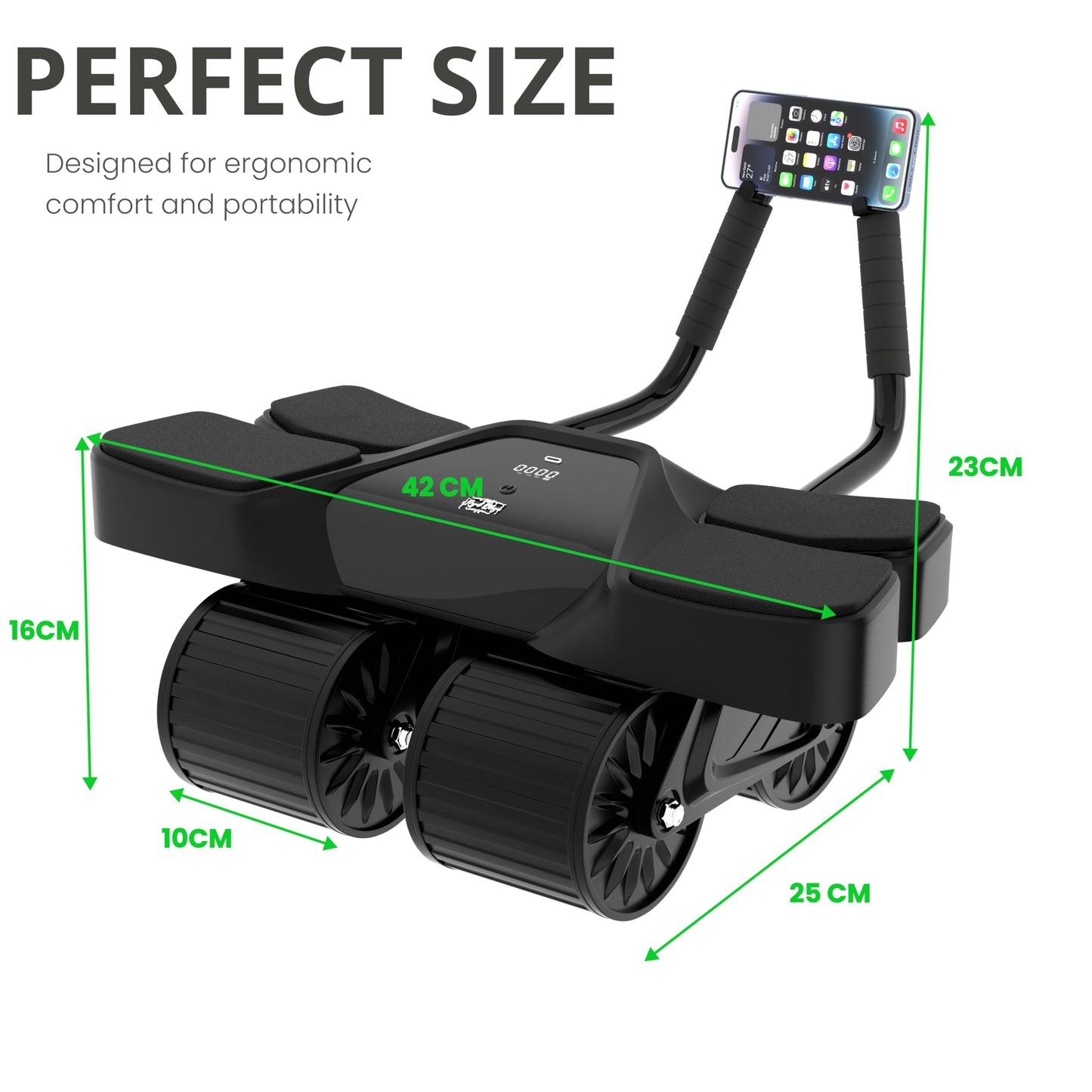 2025 New 4-Wheel Abdominal Roller with Elbow Support : Latest Upgraded High-Performance Exercise Machine With Automatic Rebound, Multi- layered Anti-Slip Design with Calorie Counting LCD Screen