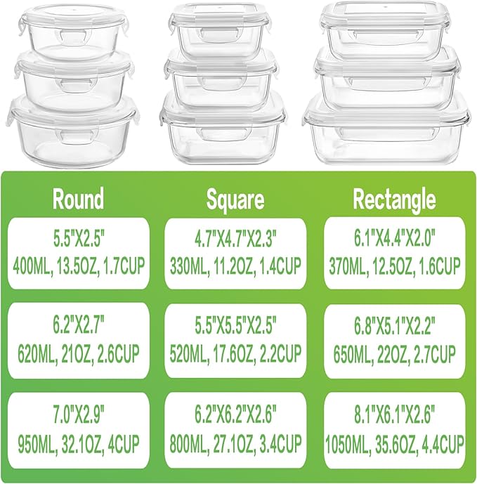 HOMBERKING Glass Food Storage Containers