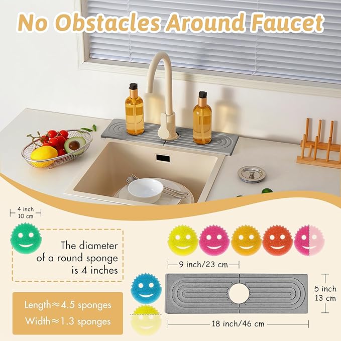 Diatomite Kitchen Sink Water Splash Guard, Modern Stylish Faucet Handle Drip