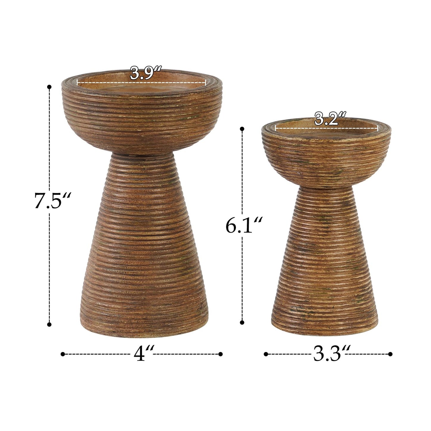 NIKKY HOME Modern Farmhouse Pillar Candle Holders Set of 2, Brown