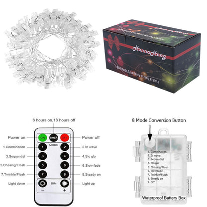 20 LED Photo Clip Fairy String Light,Indoor Outdoor Battery Box Powered,Remote,8 Modes,Timer,Valentine's Day Gift for Hanging Picture,Card,Artwork,Memos in Dorm,Bedroom,Wall Decoration (Warm White)